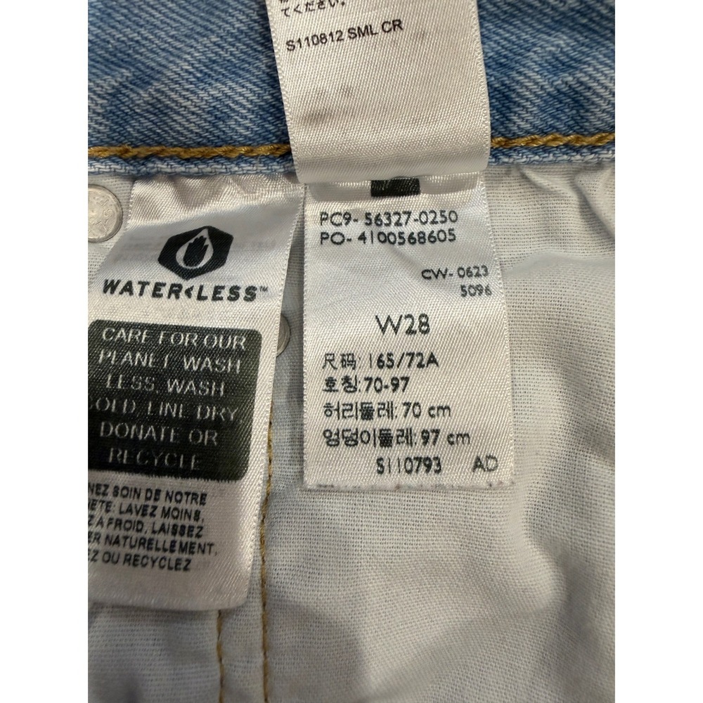 Levis 501 Original High Rise Distressed Denim Shorts Light Wash Blue W28 - Picture 5 of 10